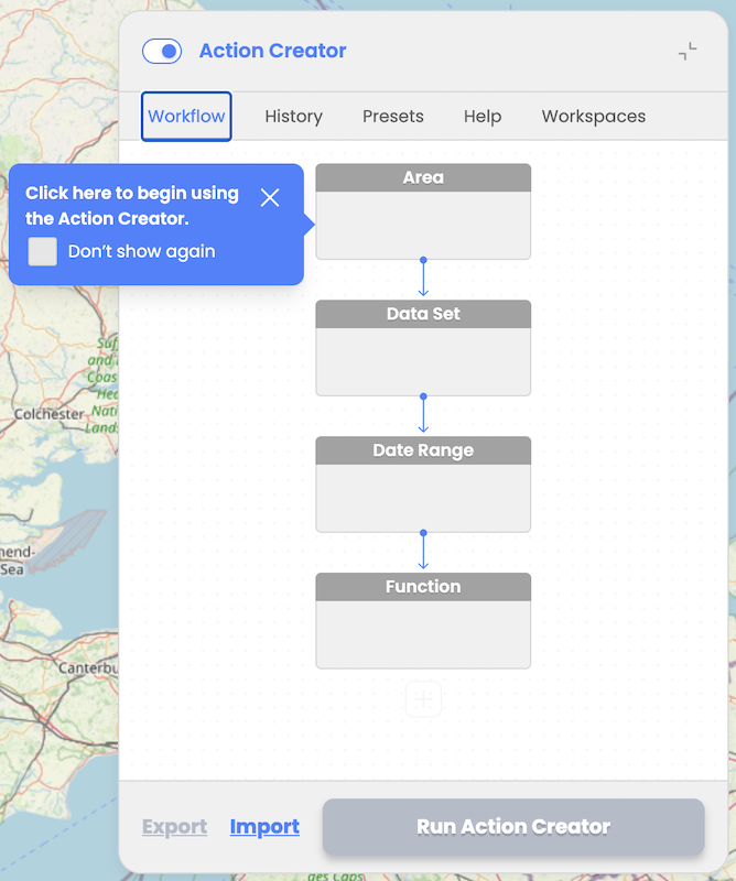 action creator layout overview