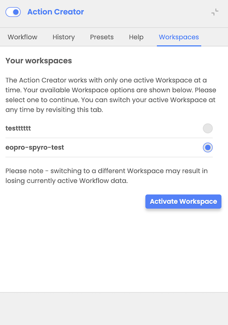 selecting workflow